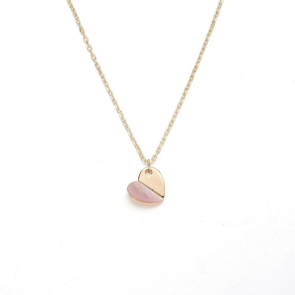 Gold Colour Heart Shape Solitaire Pendants 925 Silver Collarbone Necklace for Women
