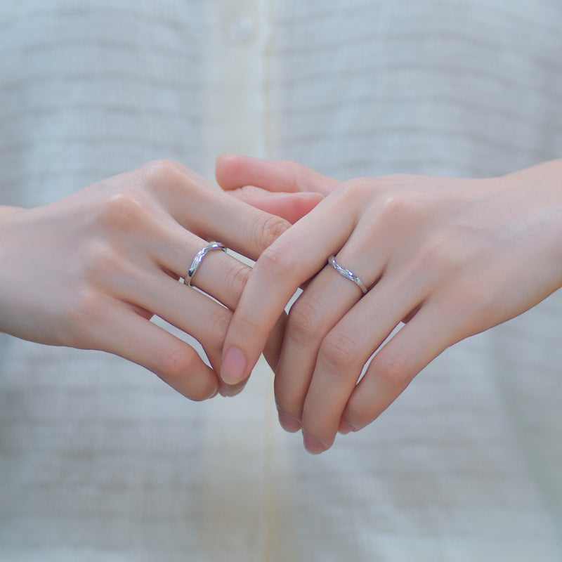 Wings Design Silver Couple Ring