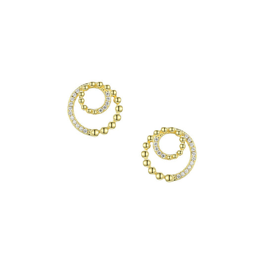 Double Hollow Circle with Zircon Silver Studs Earrings for Women