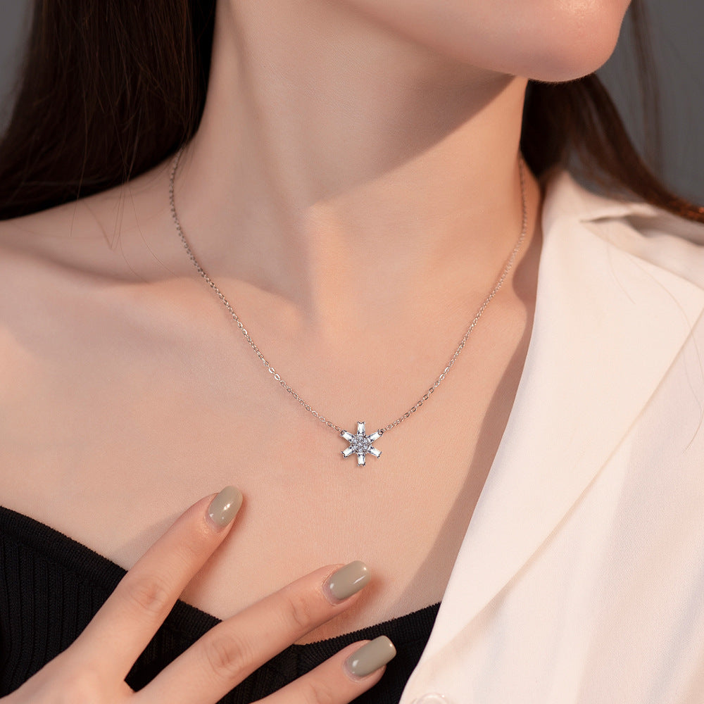 Zircon Rudder Pendant Silver Necklace for Women