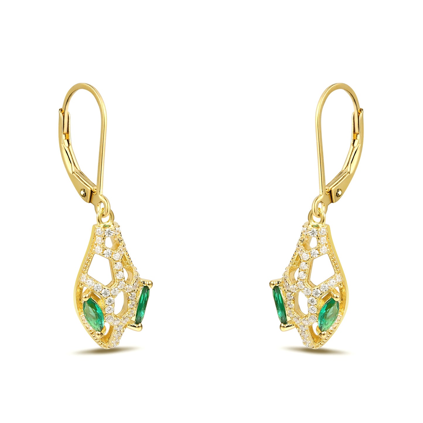 Snake with Marquise Green Zircon Hollow Silver Hoop Earrings for Women