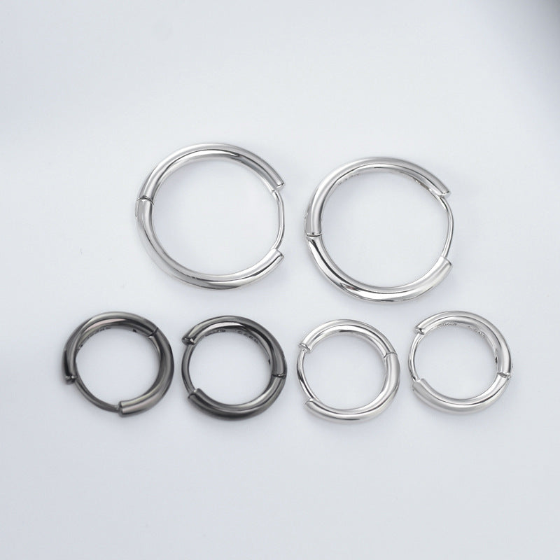 Circle Silver Hoop Earrings for Women