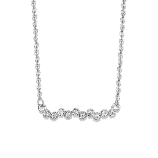 Single Row Zircon Pendant Silver Necklace for Women