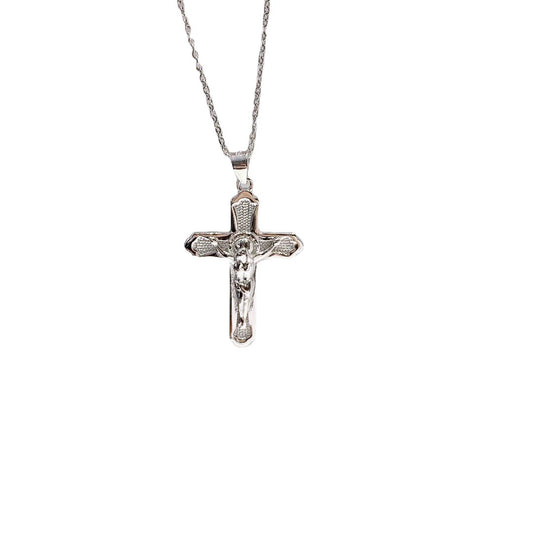 Jesus Cross Pendant Silver Necklace for Women