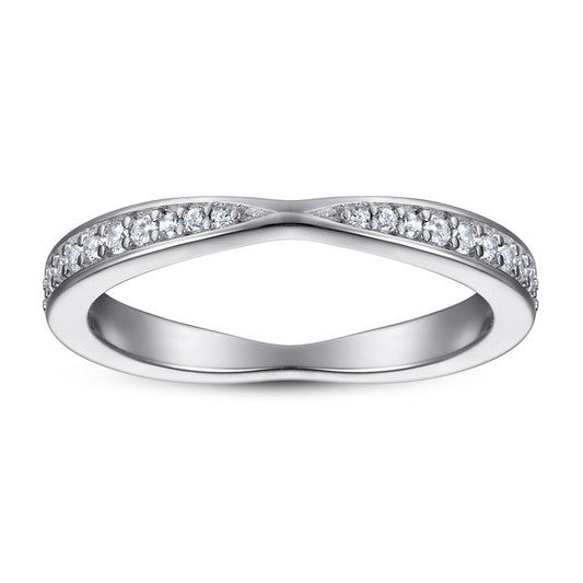 Round Zircon Cross Design Eternity Silver Ring for Women