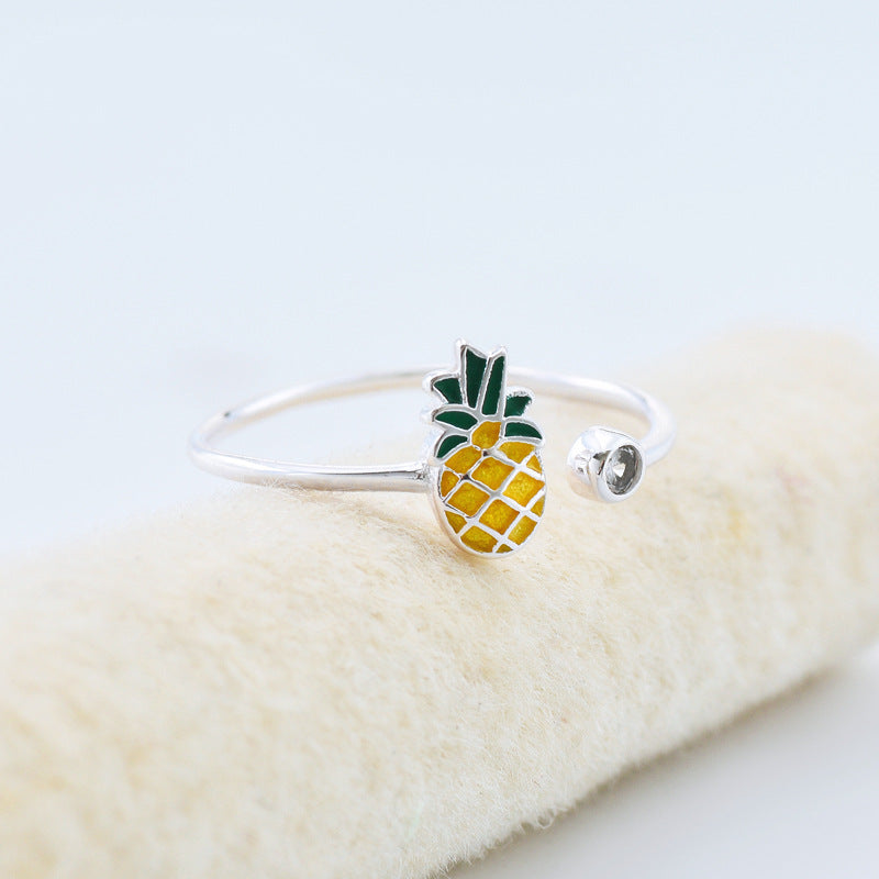 Little Pineapple with Zircon Silver Ring for Women