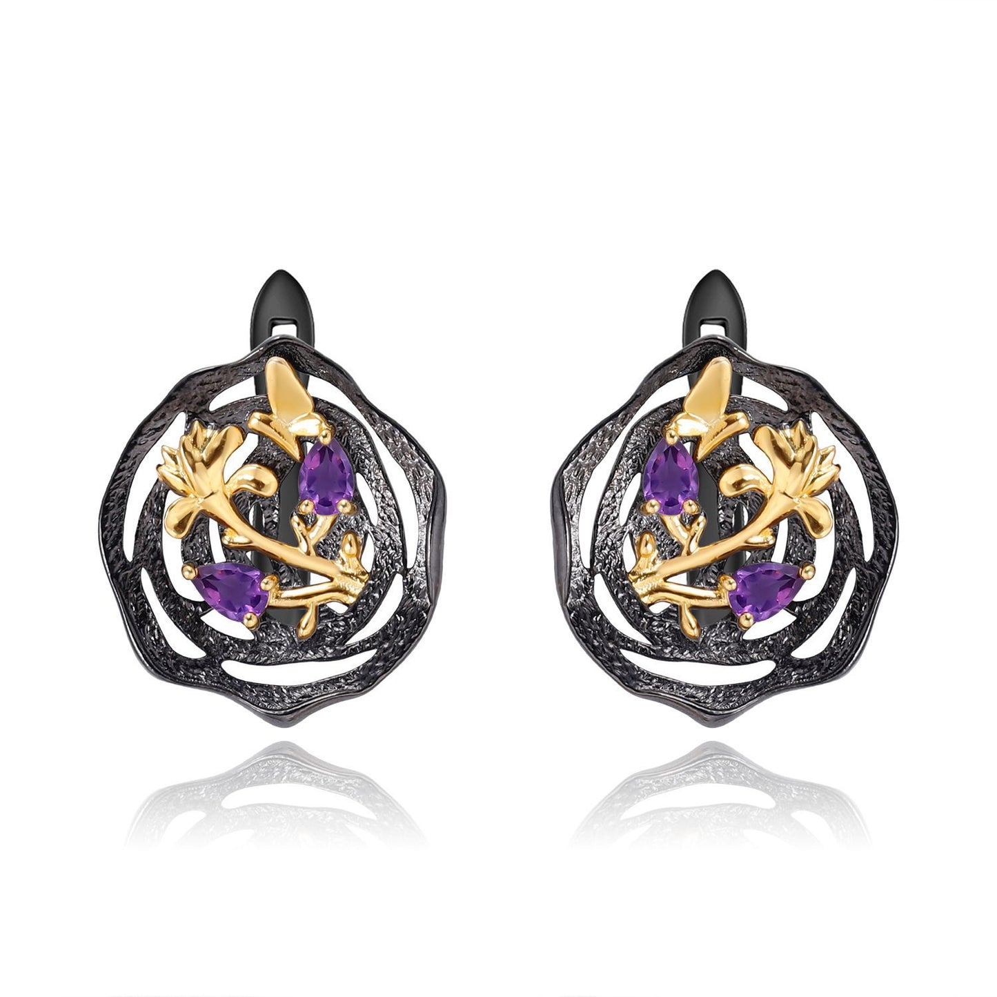 Colourful Gemstone Garden Silver Studs Earrings for Women