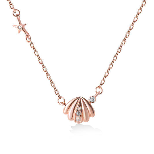 Shell Shape with Zircon Pendant Silver Necklace for Women