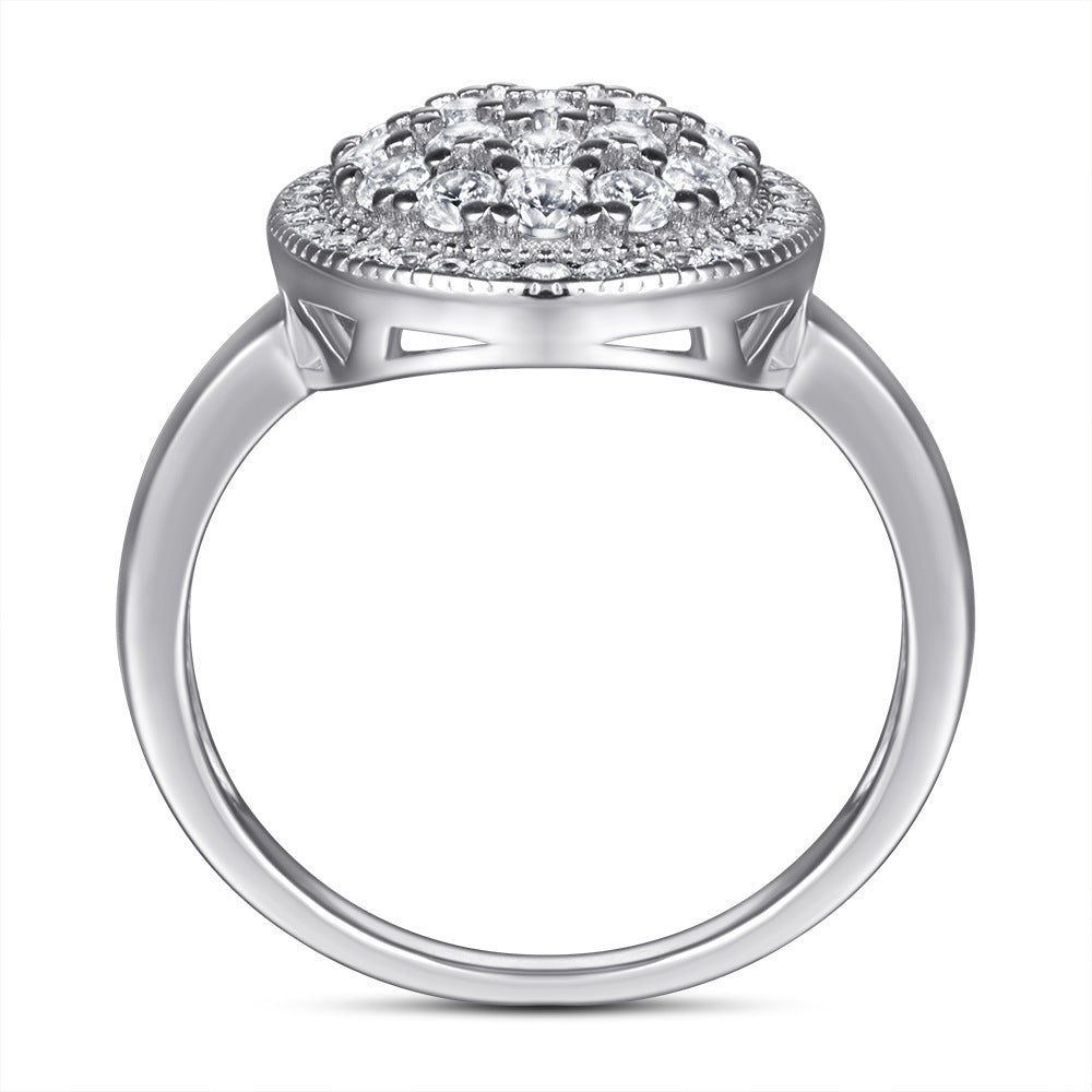 Full Zircon Circle Silver Ring for Women