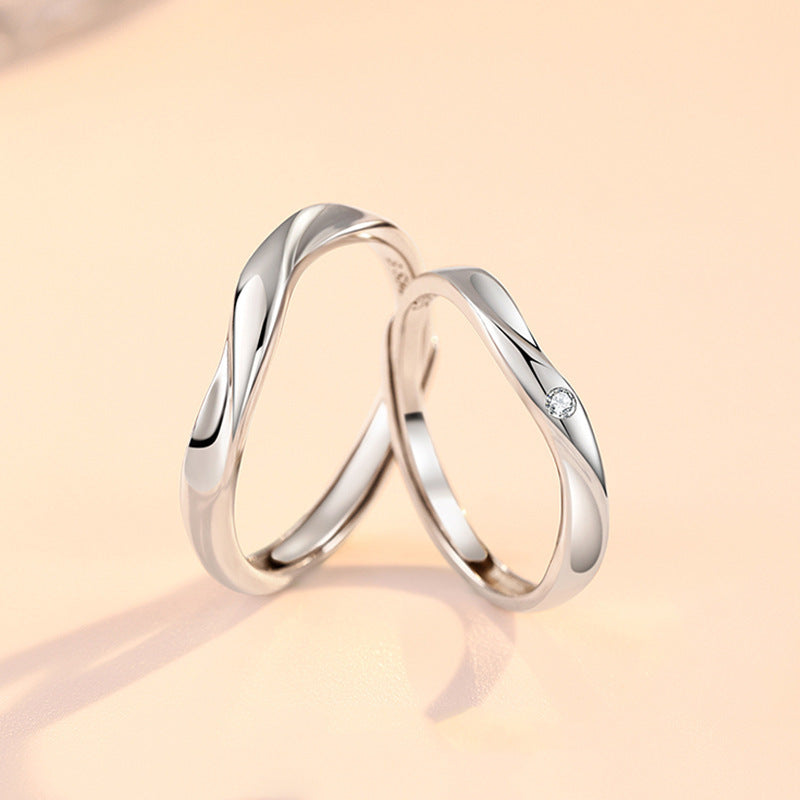 Twist Silver Couple Ring