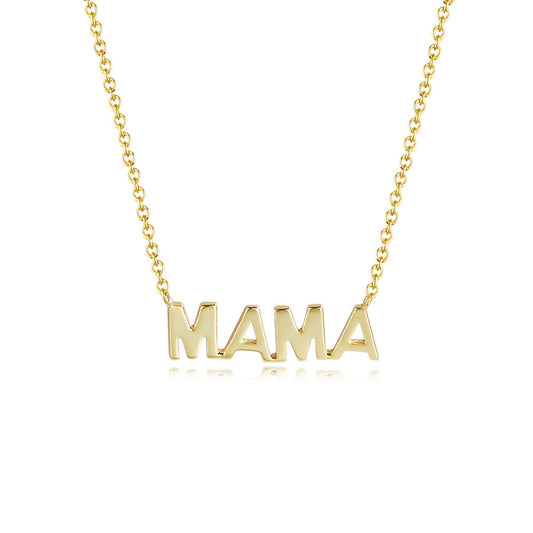 Glossy MAMA Letter Pendant Sterling Silver Necklace for Women