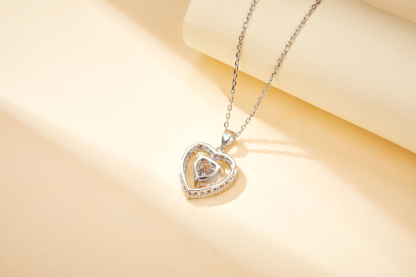 Colourful Heart Zircon Pendant Silver Necklace for Women