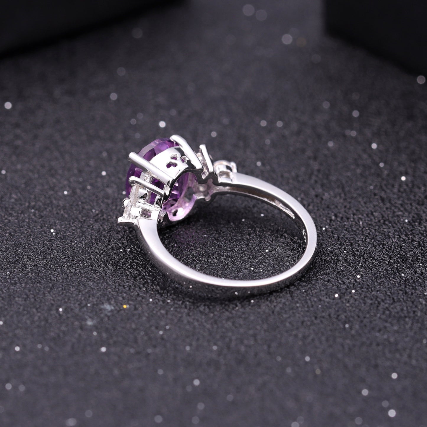 Luxury Natural Color Amethyst S925 Silver Ring for Women