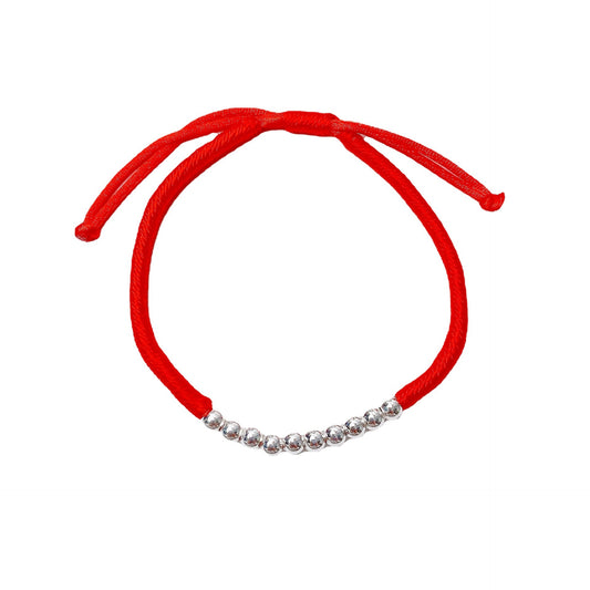 Ten Beading Bead Red Rope Silver Bracelet for Women