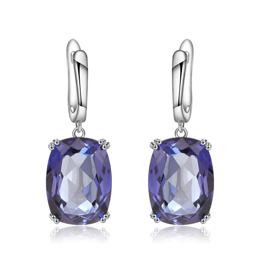 Crystal Solitaire Stone Silver Drop Earrings for Women