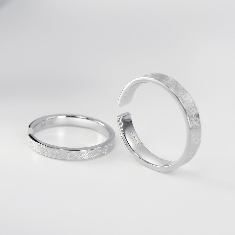 Pleated Texture Silver Couple Ring