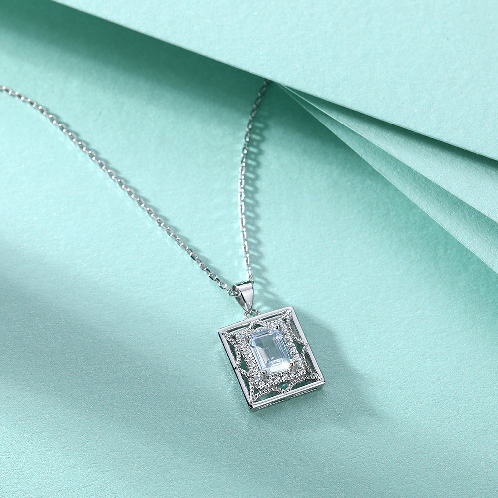 Zircon Square Dream Catcher Pendant Silver Necklace for Women