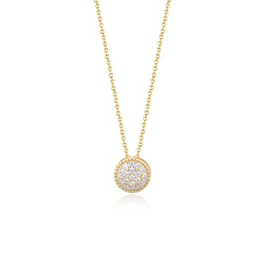 Zircon Round Pendant Sterling Silver Necklace for Women