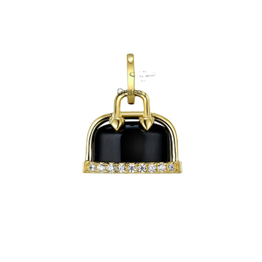 (Pendant only) Black Agate Handbag Silver Pendant for Women
