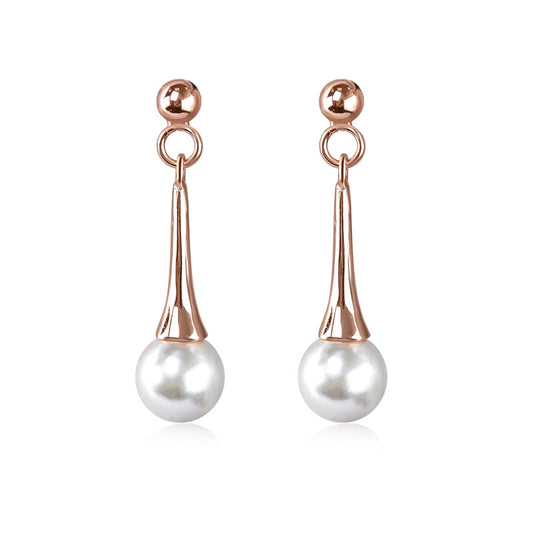Drop Shape with Pearl Silver Drop Earrings for Women
