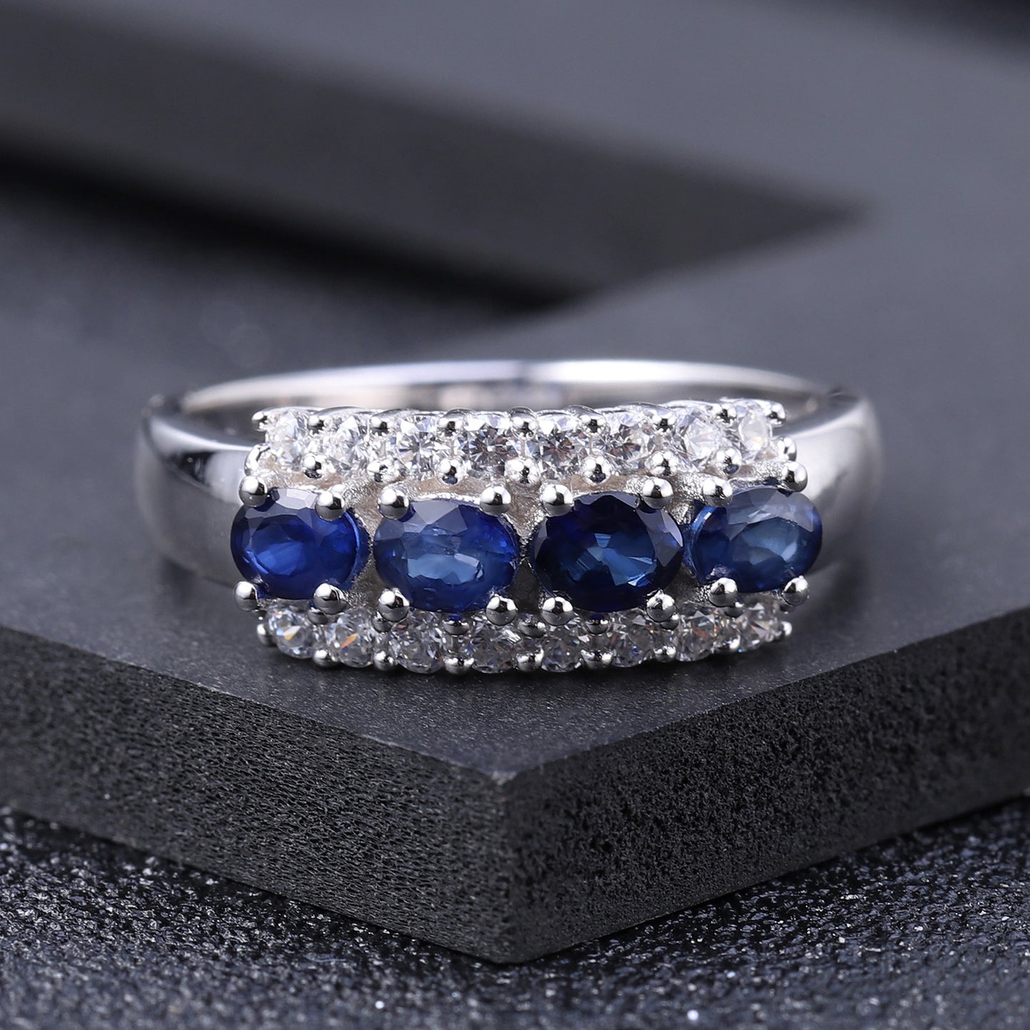 Luxury Premium Sapphire Stylish Design with S925 Silver Ring for Women