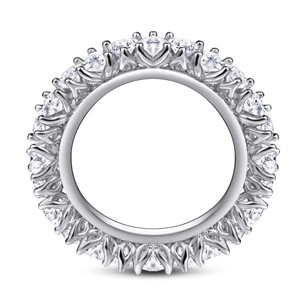 Full Circle Heart-shaped Zircon Silver Ring for Women
