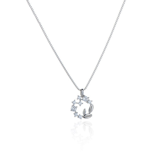 Zircon Garland Silver Necklace for Women