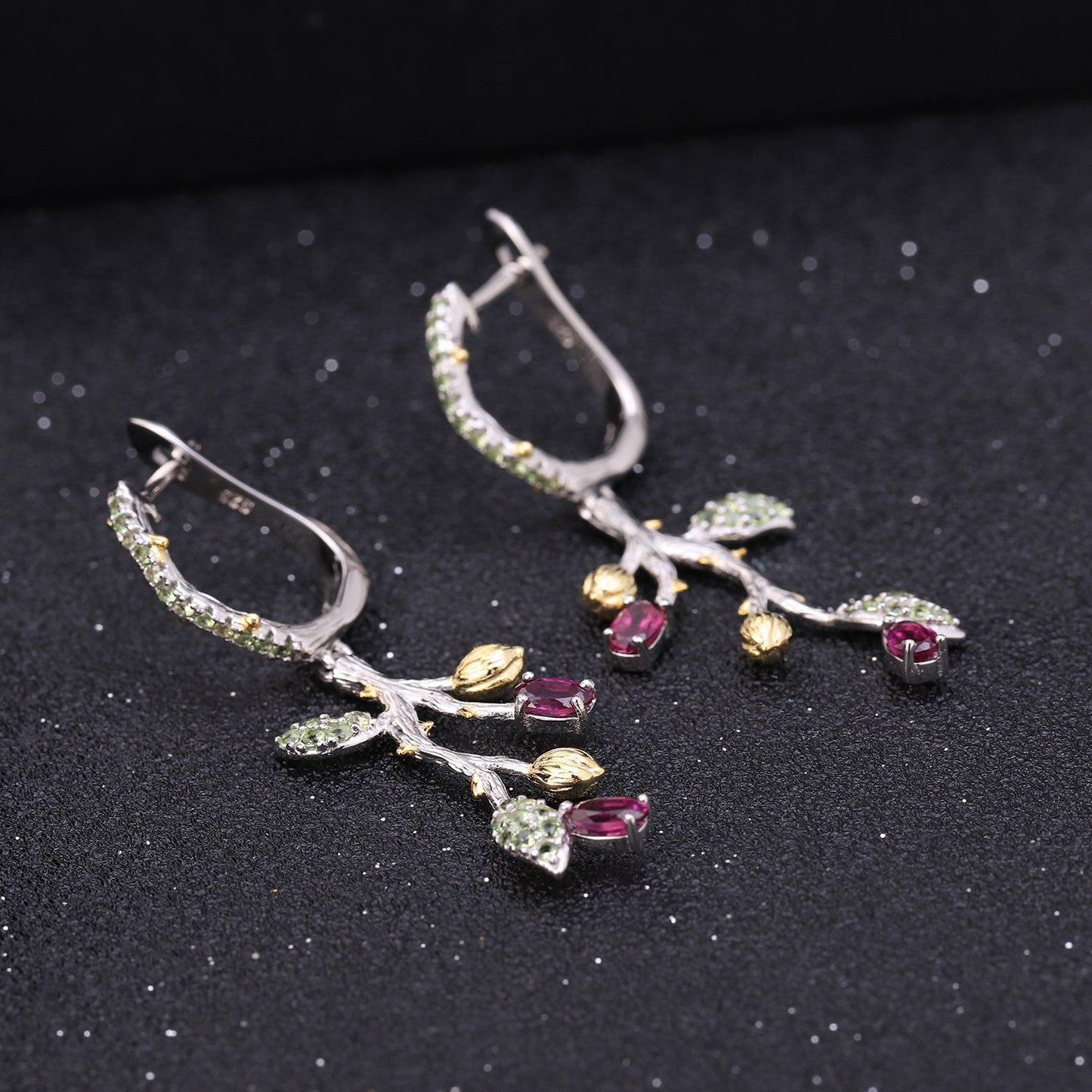 Retro 925 Silver Natural Color Drop Earrings for Women
