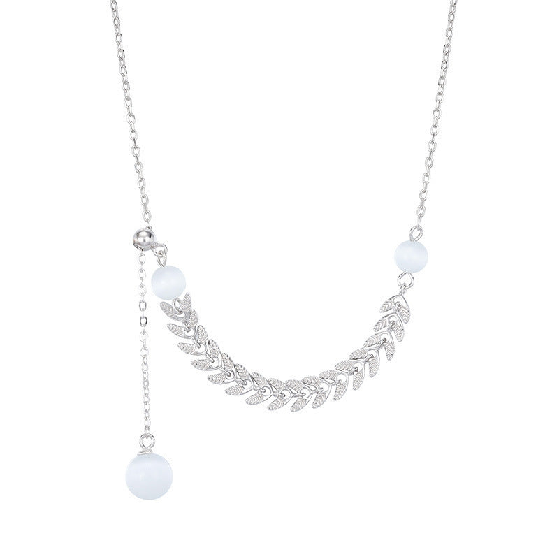 Pearl Tassels Silver Necklace for Women