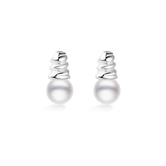Little Bulb with Pearl Silver Stud Earrings for Women