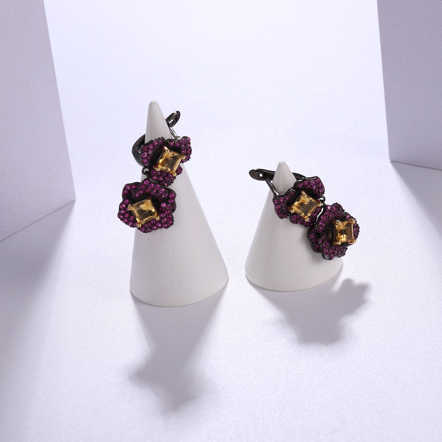 Flower Design Silver Drop Earrings for Women