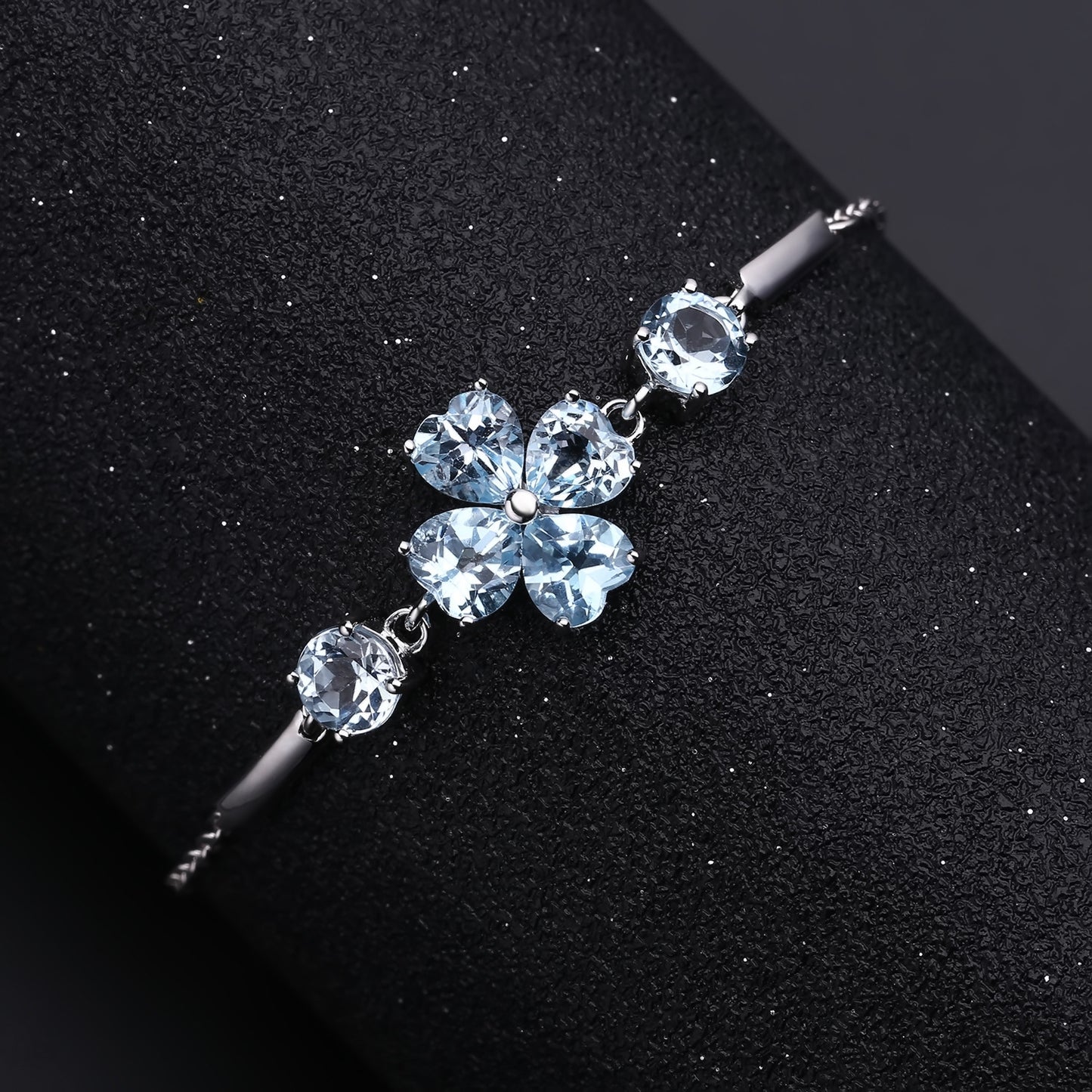 Luxury topaz S925 Sterling Silver Four-leaf Clover Bracelet for Women