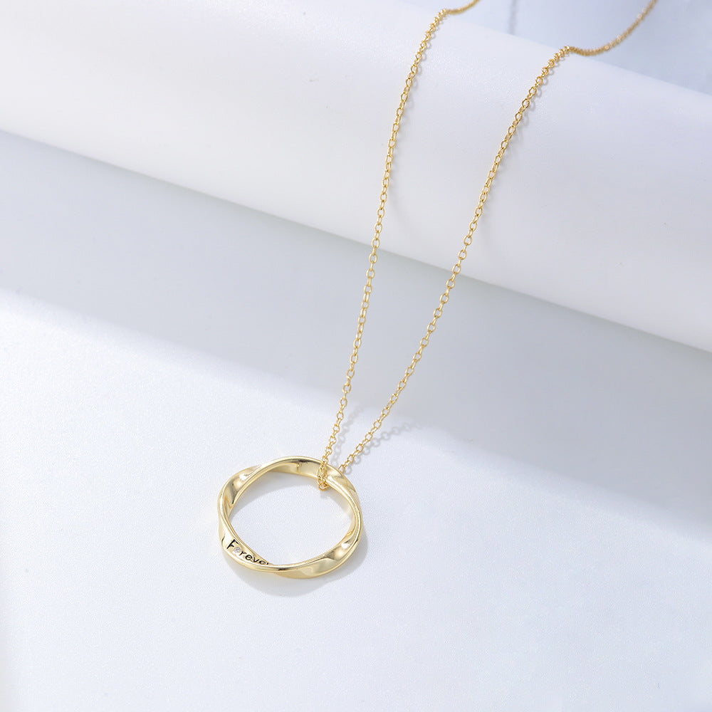 Mobius Circle Pendant Sterling Silver Necklace for Women
