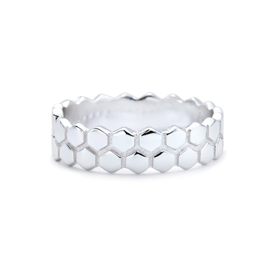 Honeycomb Silver Ring for Women