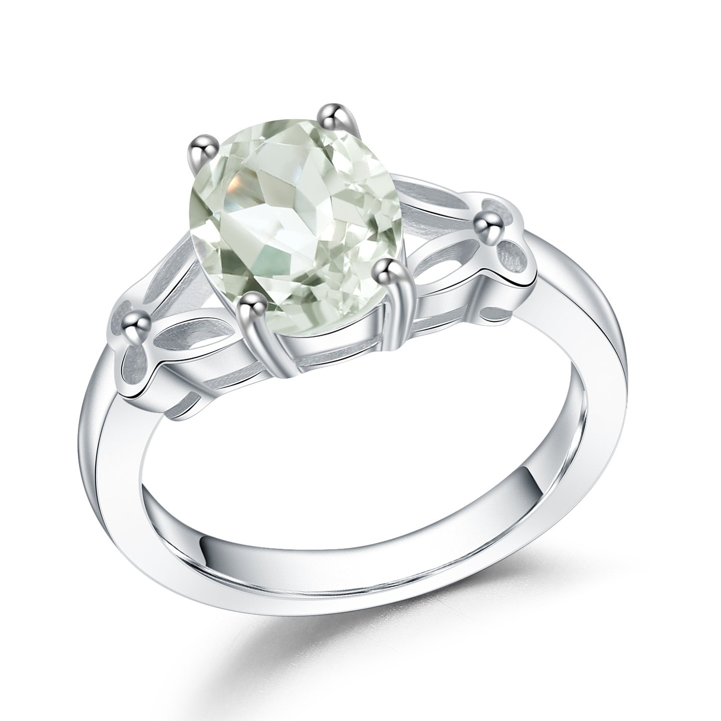European Vintage Green Amethyst Gem Stone S925 silver Crystal S925 Silver Ring for Women