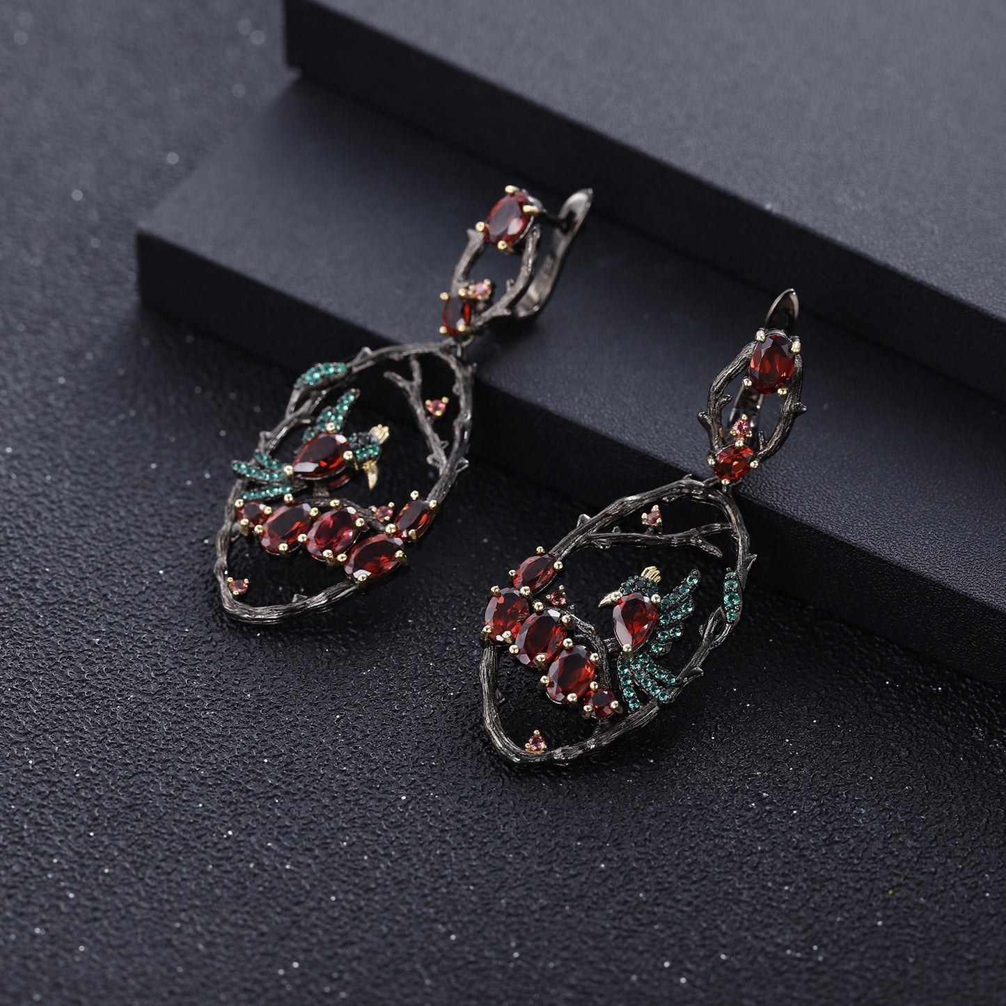 Birds in the Bush 925 SiIver Natural Gemstone Drop Earrings for Women