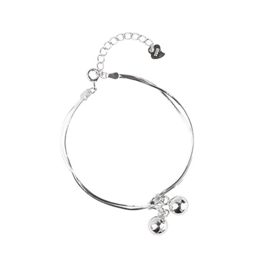 Small Bell Ball Silver Bracelet for Women