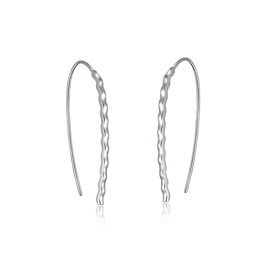 Small Wave Silver Hook Earrings for Women