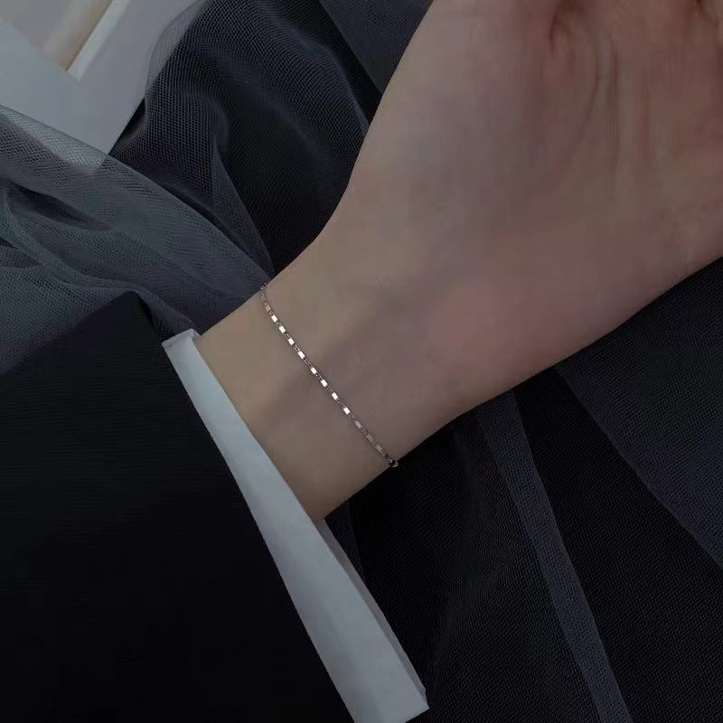 Fashion Cuboid Chain Silver Bracelet for Women