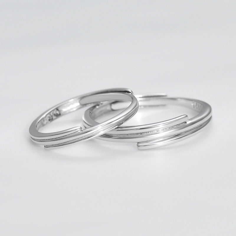 Lines Silver Couple Ring for Women
