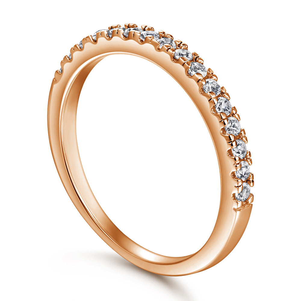 Half Circle Zircon Silver Ring for Women