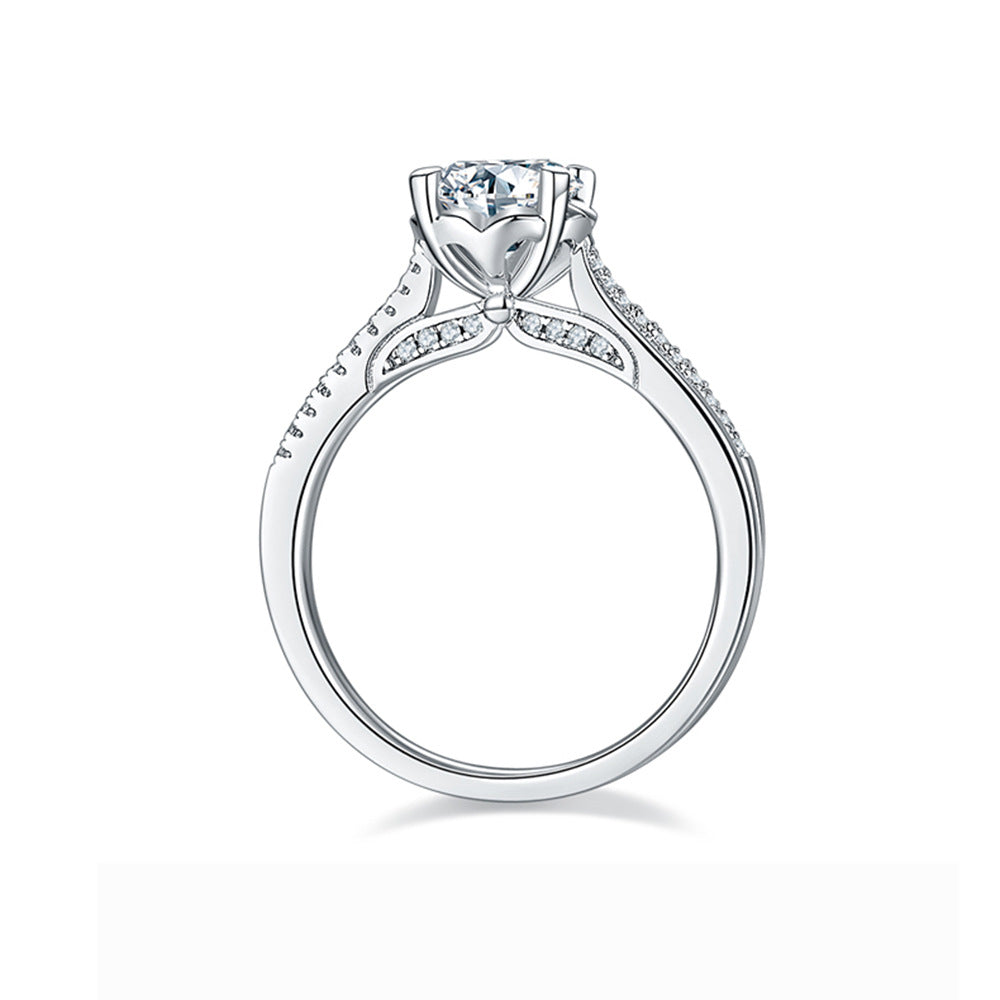Cathedral Mermaid Four Prongs 1.0 Carat Moissanite Engagement Ring