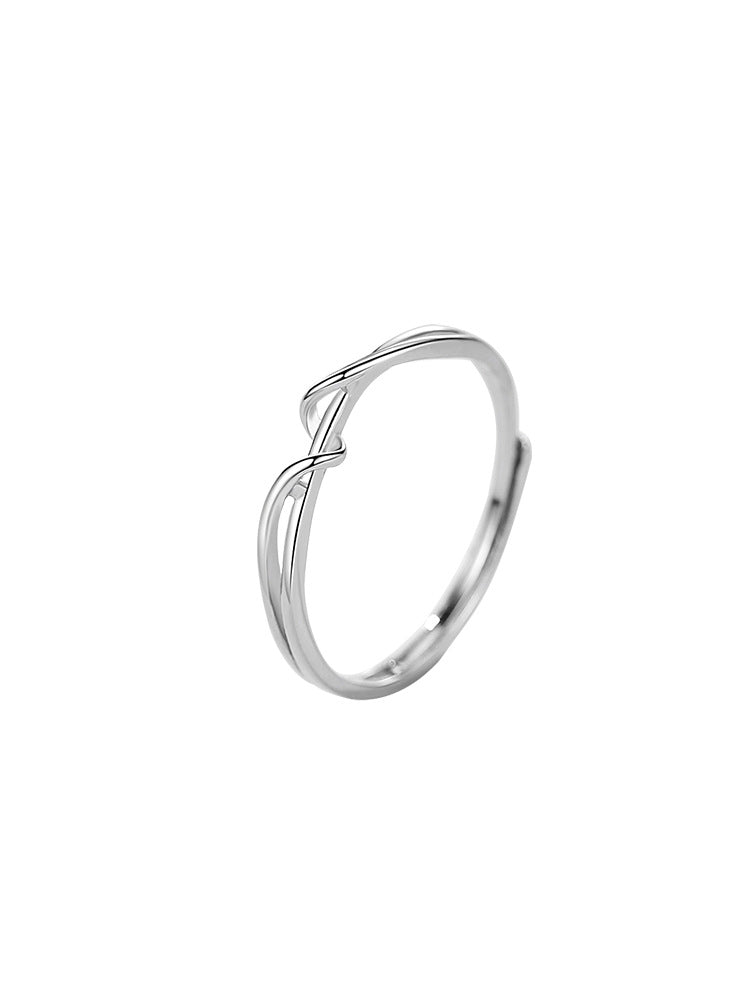 Geometric Twist Silver Ring for Women