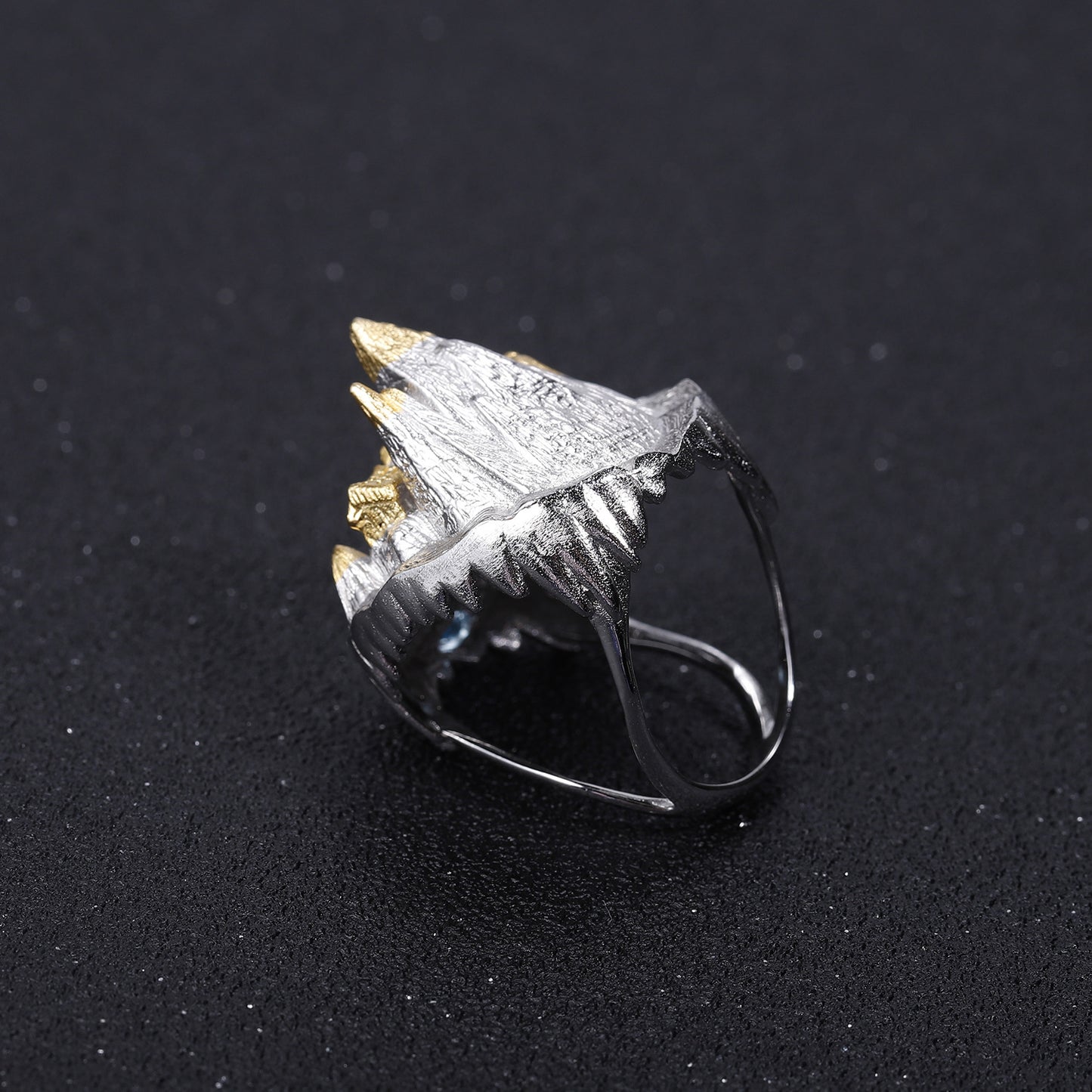 Chinese Style s925 Silver Inlaid Natural Gem Ring for Women