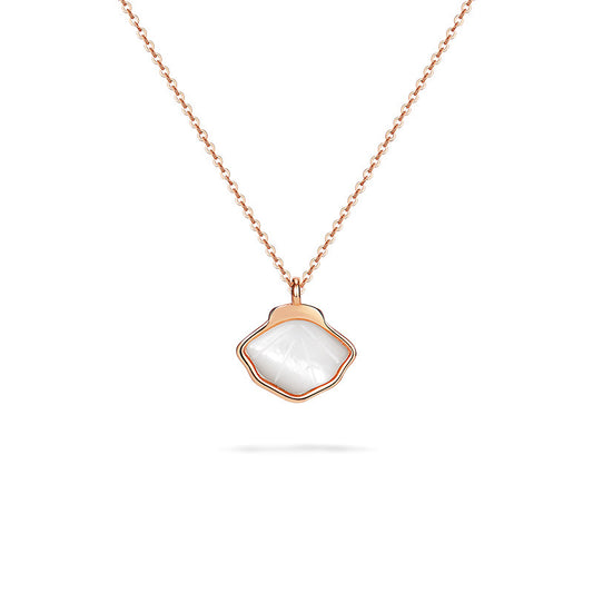 Mother of Pearl Shell Pendant Silver Necklace for Women
