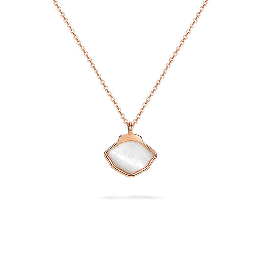 Mother of Pearl Shell Pendant Silver Necklace for Women