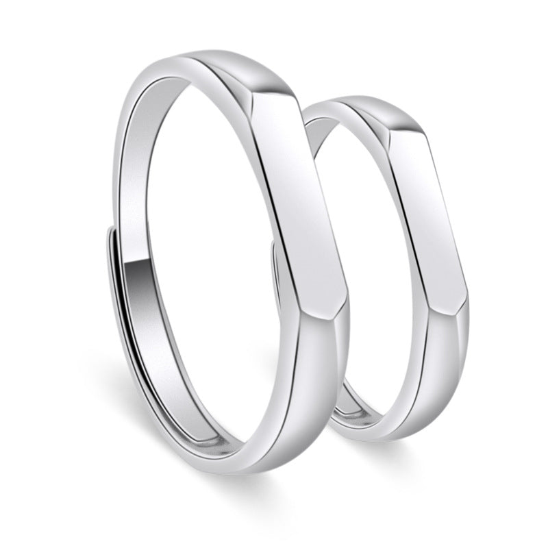 Plane Rectangle Silver Couple Ring