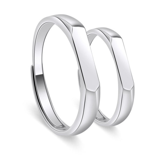 Plane Rectangle Silver Couple Ring