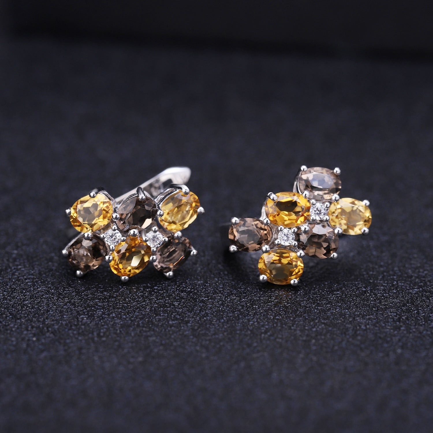 Natural Crystal  Sterling Silver Studs Earrings for Women