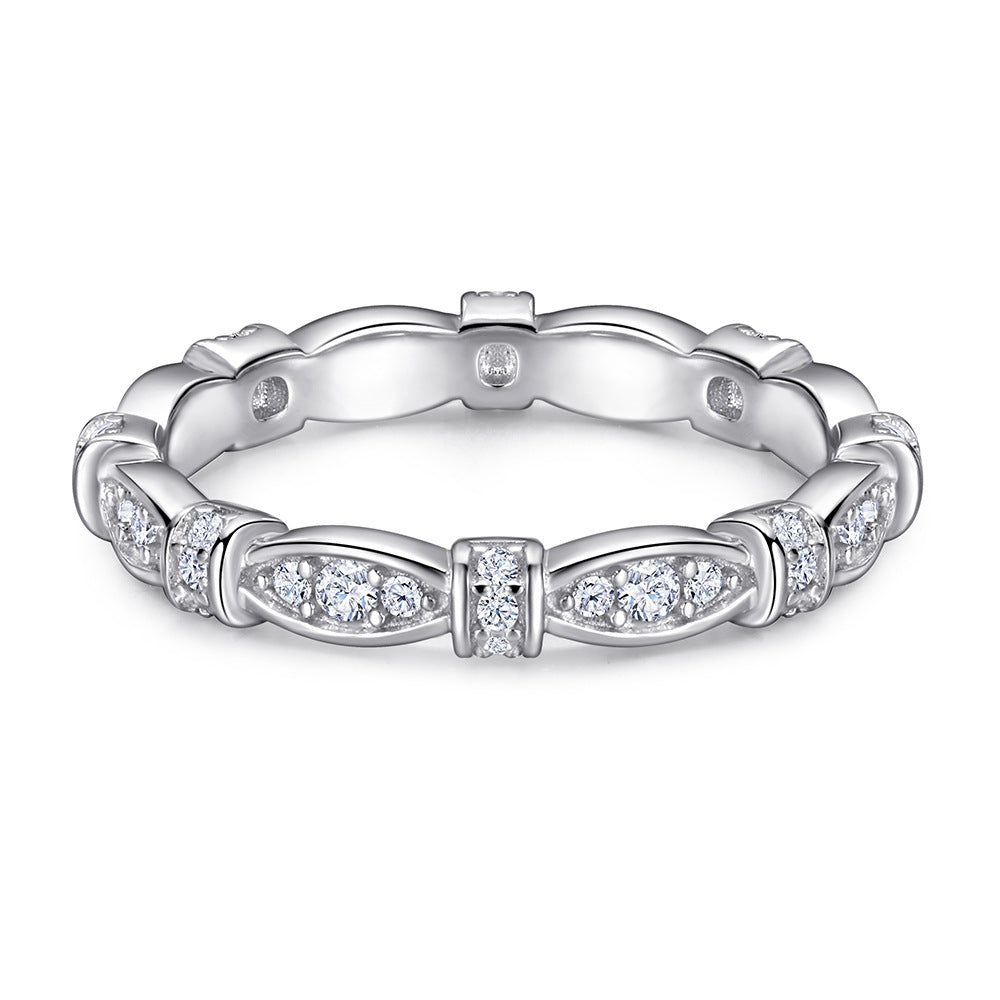 Full Row Marquise Shape with Zircon Silver Ring for Women
